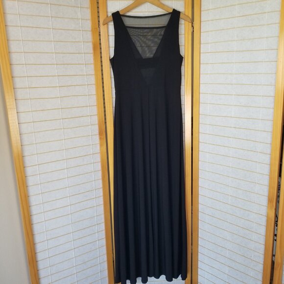 Isaac Mizrahi Black Evening Gown Maxi Dress Formal Mesh Detail Stretch Size 10 - Picture 11 of 12